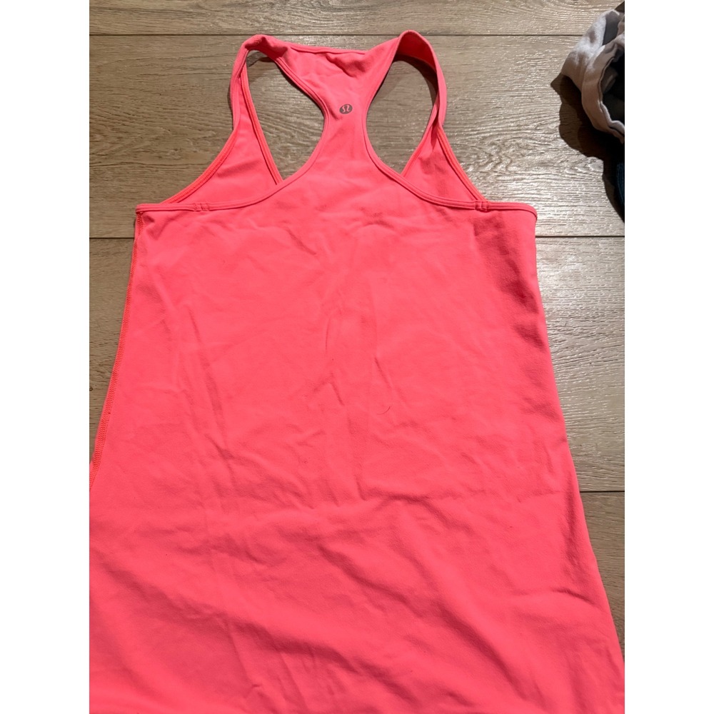 Lululemon Cool Racerback Tank Top Neon Pink Coral Athletic Yoga Women 6 #0011 - Picture 2 of 2